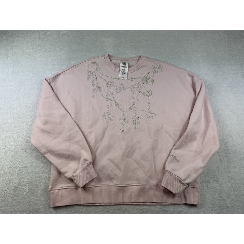 Authentic Walt Disney World Pullover Princesses Embroidered XS Blush Pink